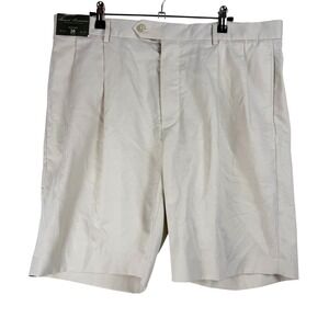 Daniel Cremieux Signature Collection Pleated Khaki Mens Shorts Waist Linen Blend